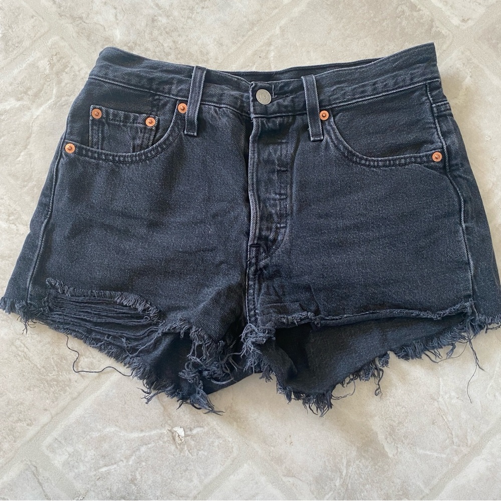 Levi's 501 Black Denim Cutoff Shorts